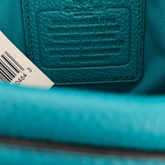 NWT Rare Coach Edie 31 Turquoise Pebbled Leather Satchel Shoulder Bag - Picture 11 of 15